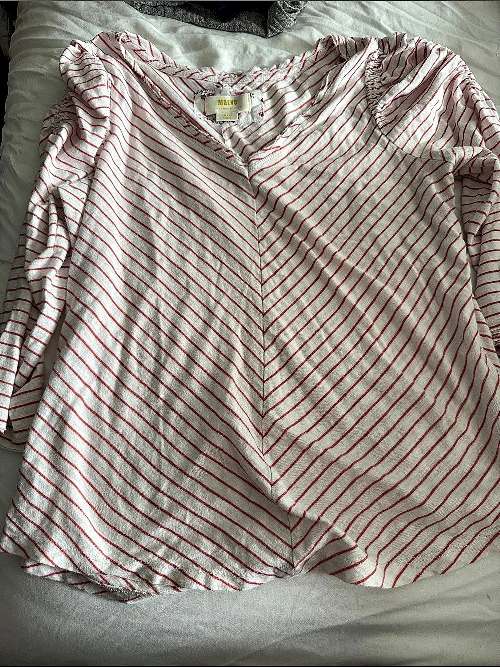 Maeve Striped T-shirt in White & Red Size Small